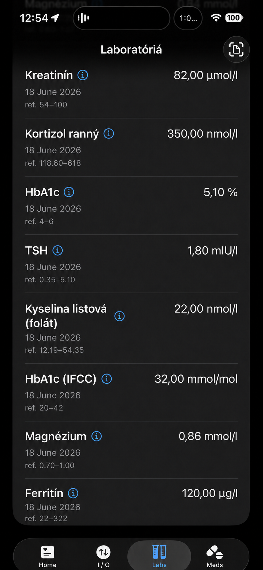Laboratórne výsledky vo Vaculik HealthOS